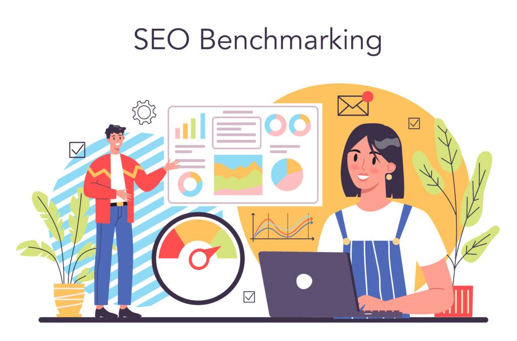seo benchmarking concept. idea of business development and improvement.